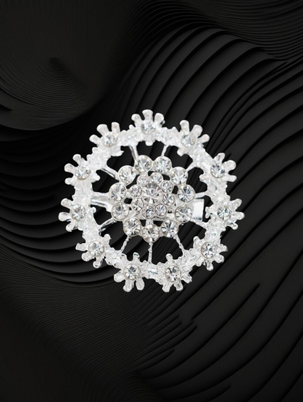 Silver Floral Brooch Pin